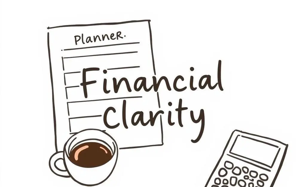 Desk with budget planner and coffee