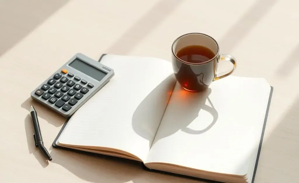 A desk with financial planning tools