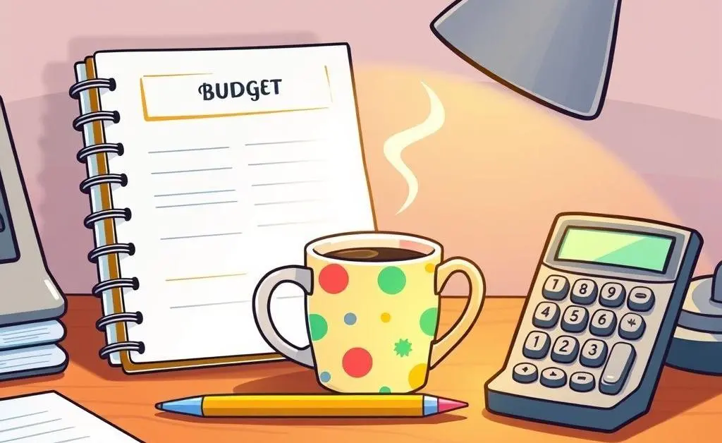 Budget planner setup with calculator