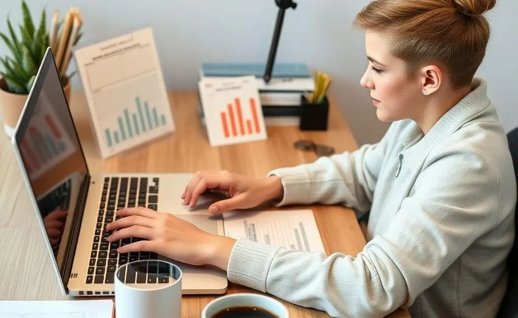 A student budgeting and planning at their desk