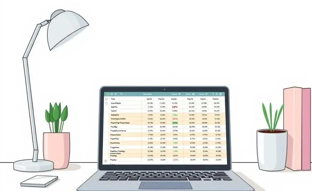 A clutter-free workspace with a detailed budget plan.