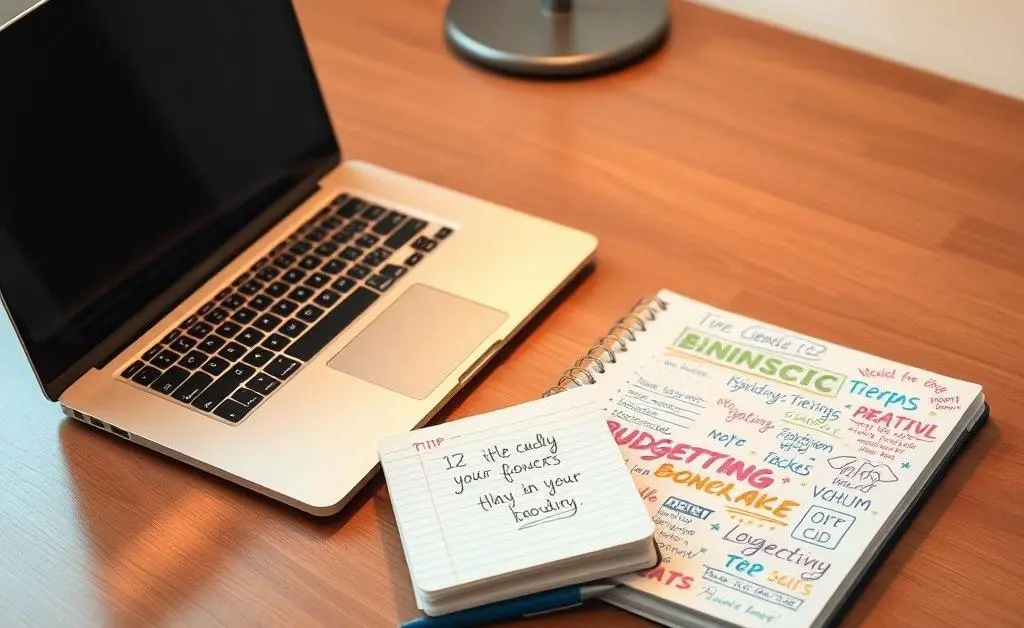 Desk with a budget planner