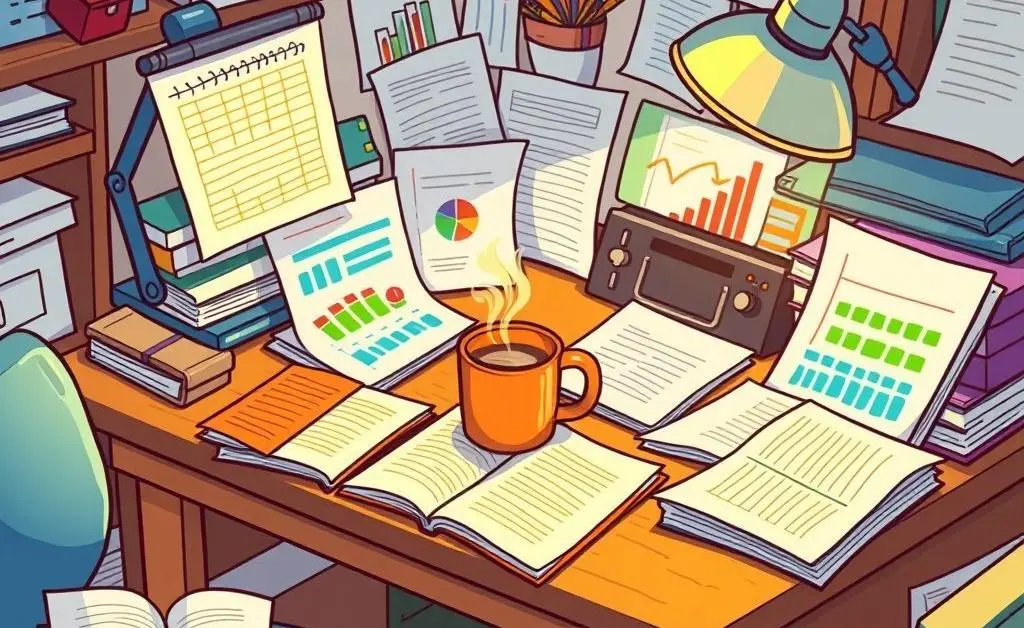 Desk filled with budgeting tools