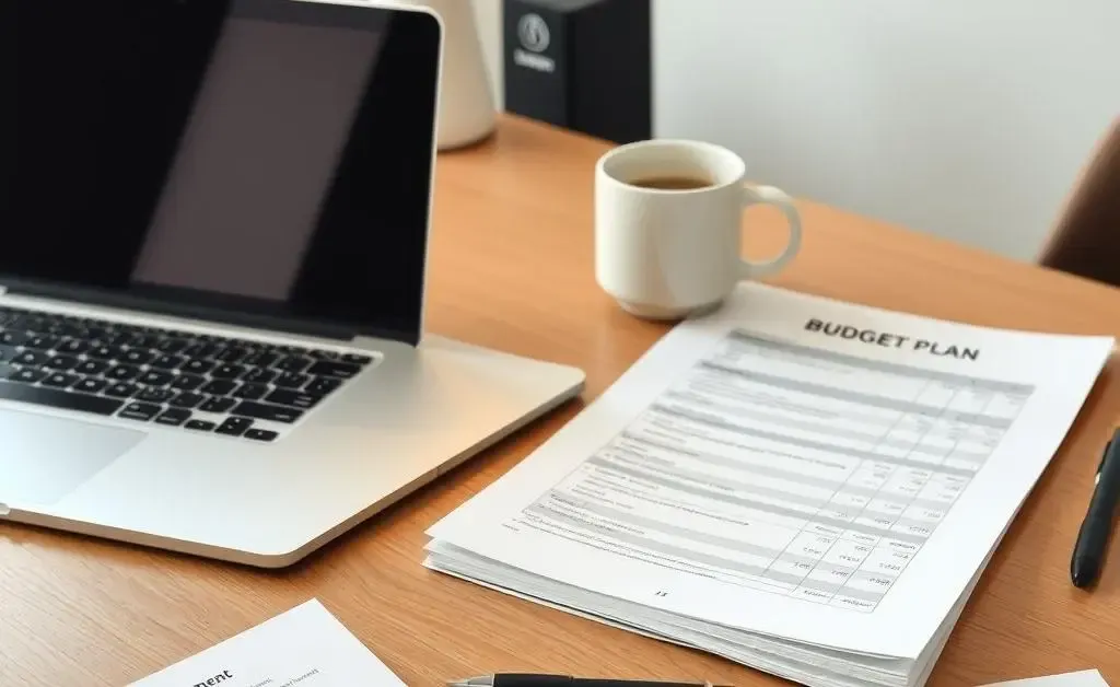 Image showing a desk setup for planning a construction budget.