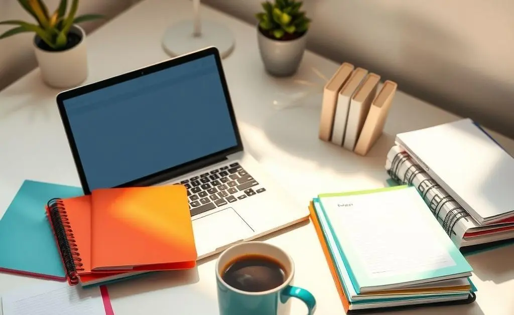 A neat workspace with budget planners