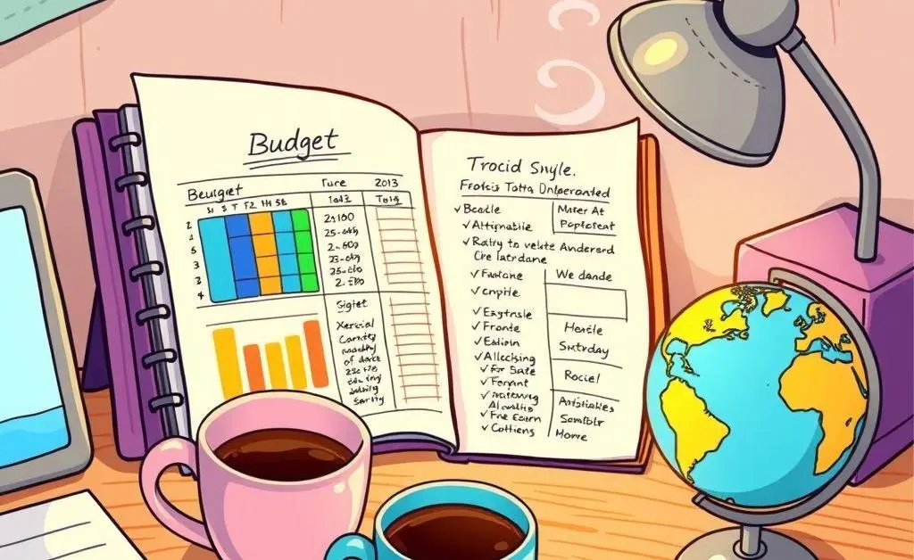 Detailed budget planner on a desk