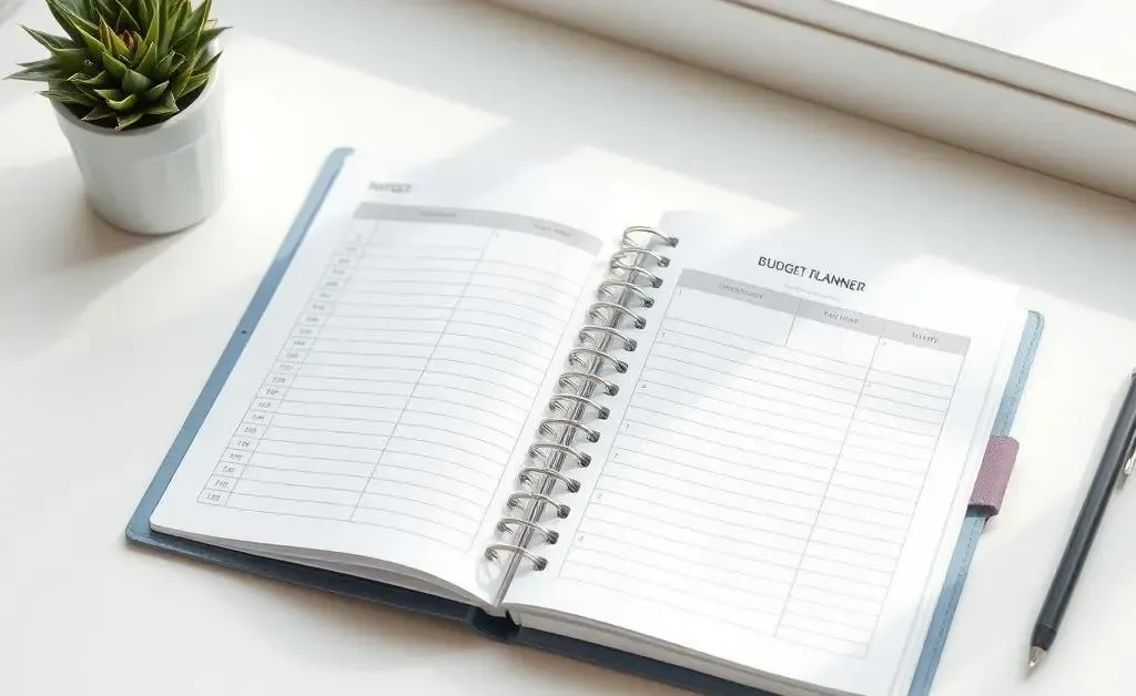 Organized budget planner on desk