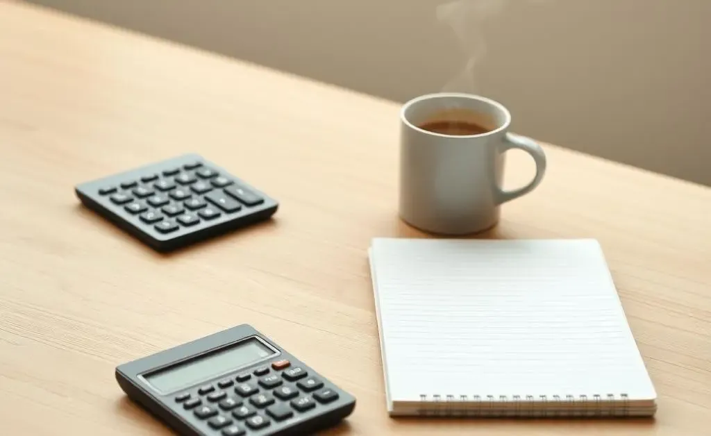 A minimalist desk with budgeting essentials.