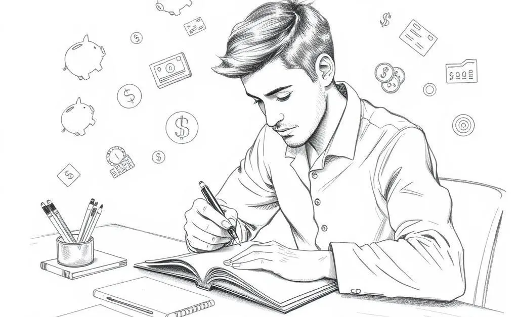 Person planning budget with financial icons