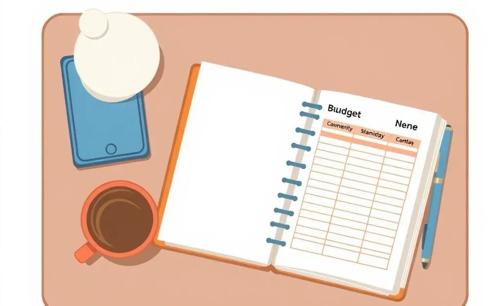 A budget planner on a desk