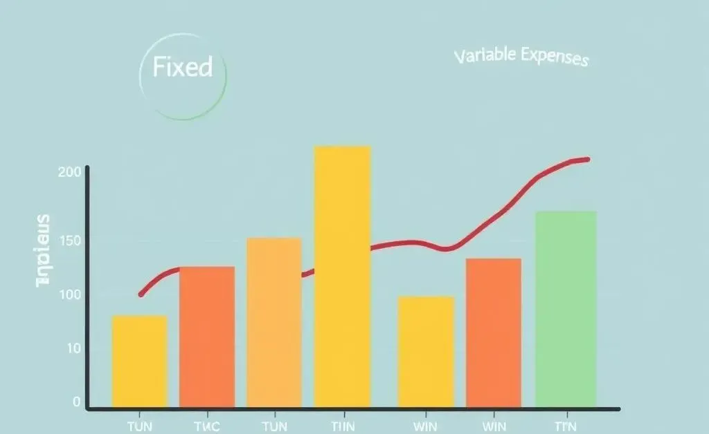 A cartoon-style budget chart showing fixed and variable expenses