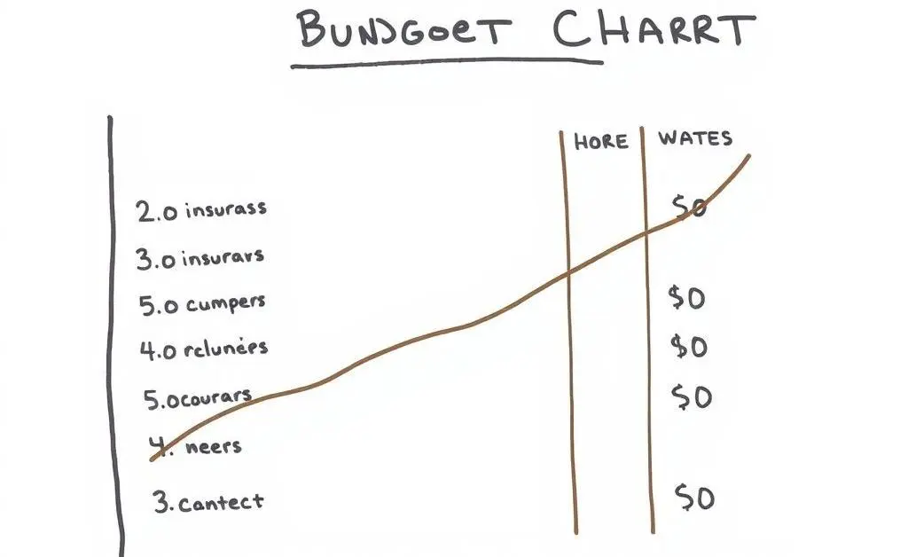 A simple hand-drawn budget chart with life insurance as a category