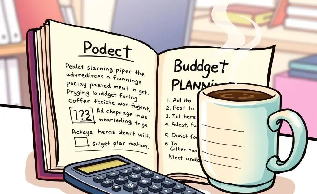 Budget planning notes in a notebook