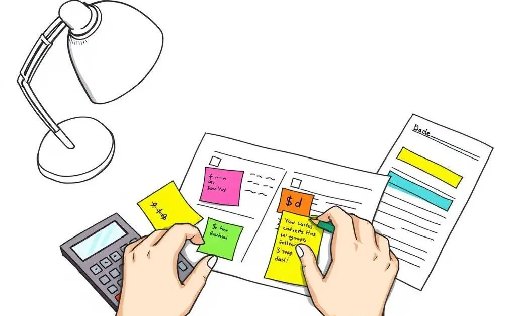 A person creating a budget at a desk