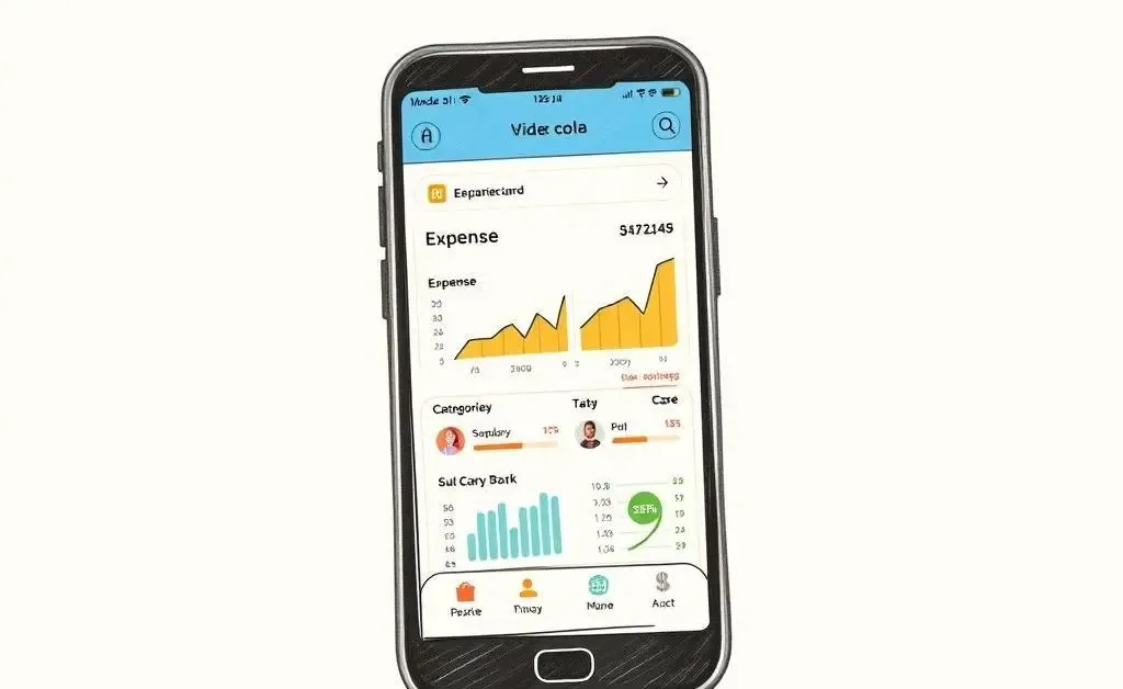 Mobile phone displaying a budget tracker app