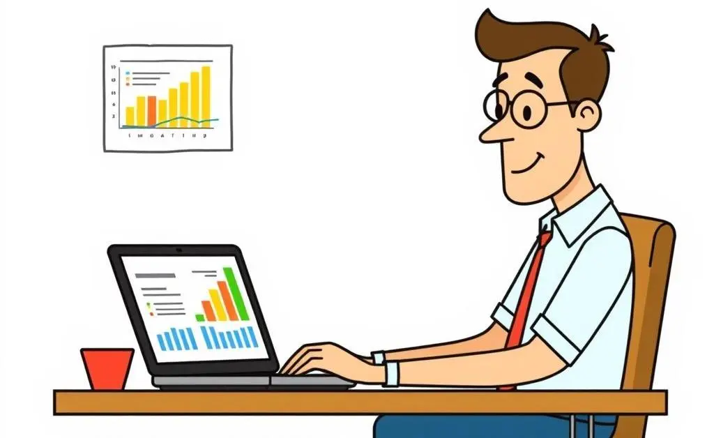 A cartoon-style image showing a person managing their budget.
