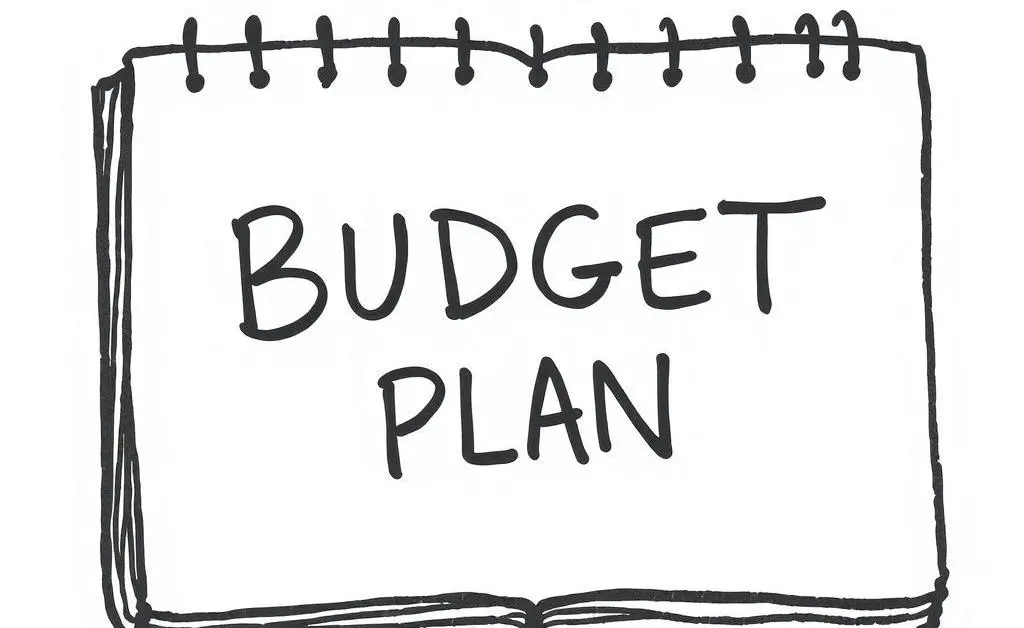 Notebook with budget plan