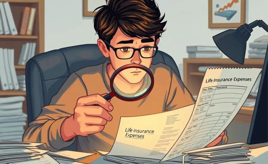 Person examining life insurance costs