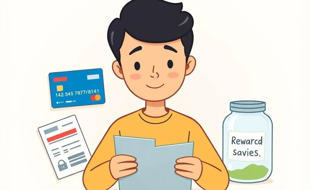 Person planning budget with credit card statements
