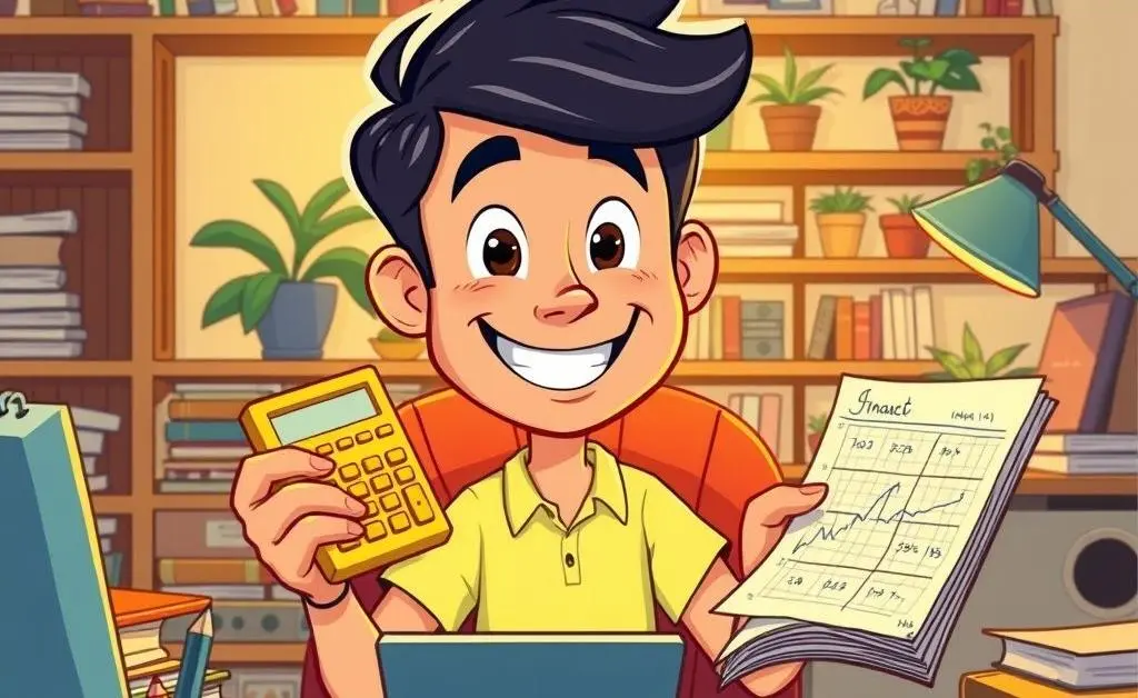 A cartoon-style image of a person planning their budget