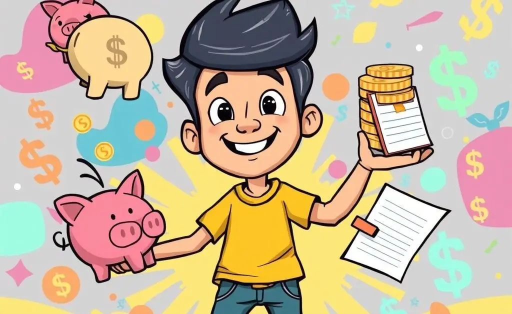 Person juggling between different financial tasks