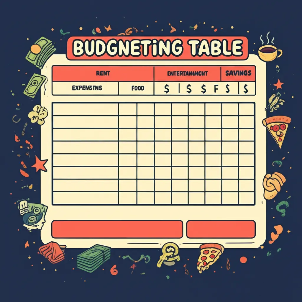 A fun budgeting table with annotations