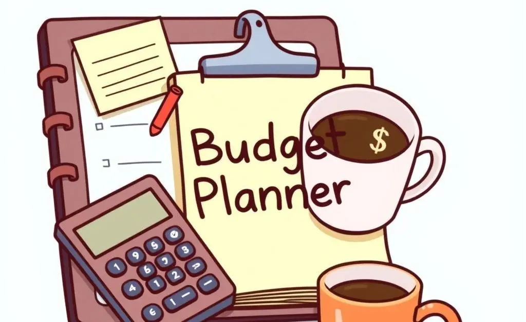 Budget planner with notes and calculator.