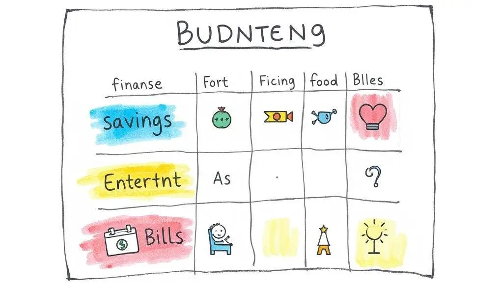 A simple budgeting chart with categories