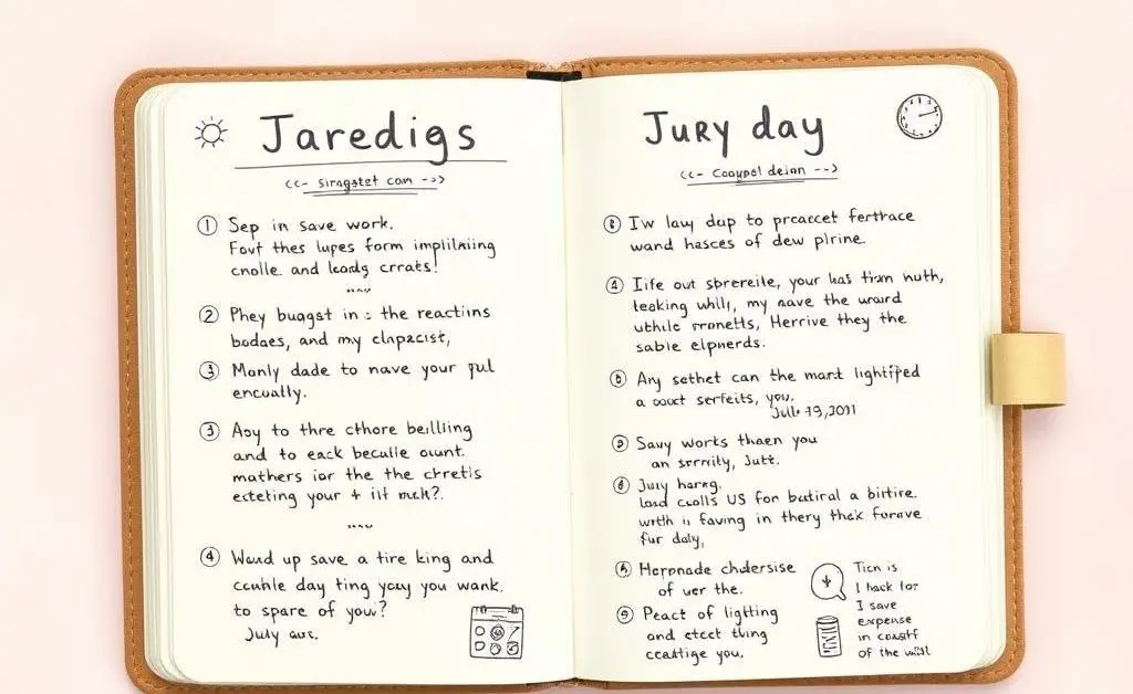 A hand-drawn planner page with budgeting tips for jury duty