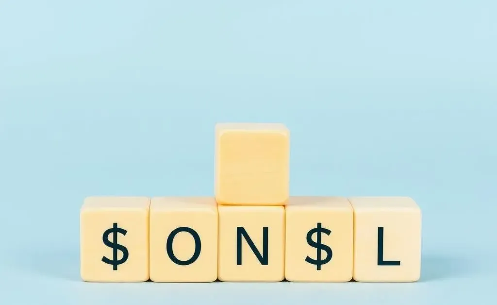 Building blocks labeled with financial terms