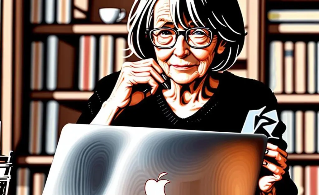 A person in their 50s learning new skills online.