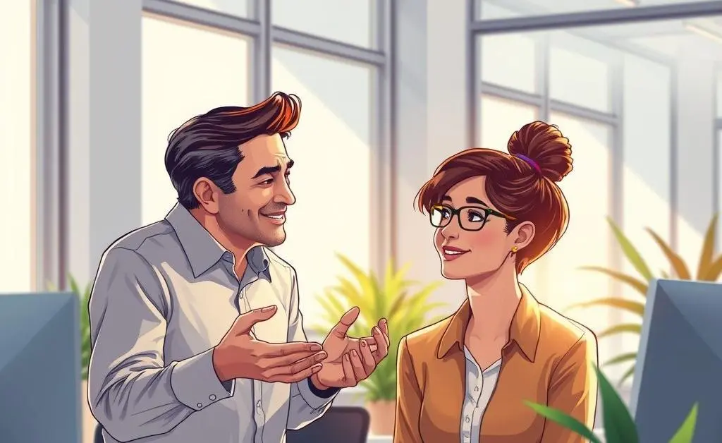 Two colleagues engaging in conversation