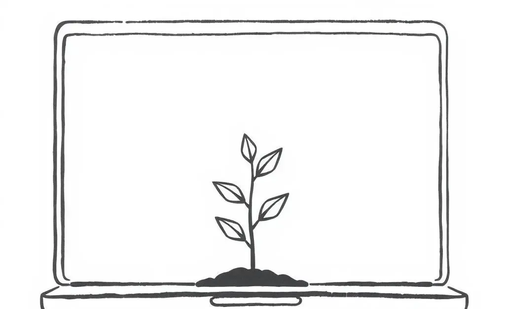 Plant growing out of a laptop