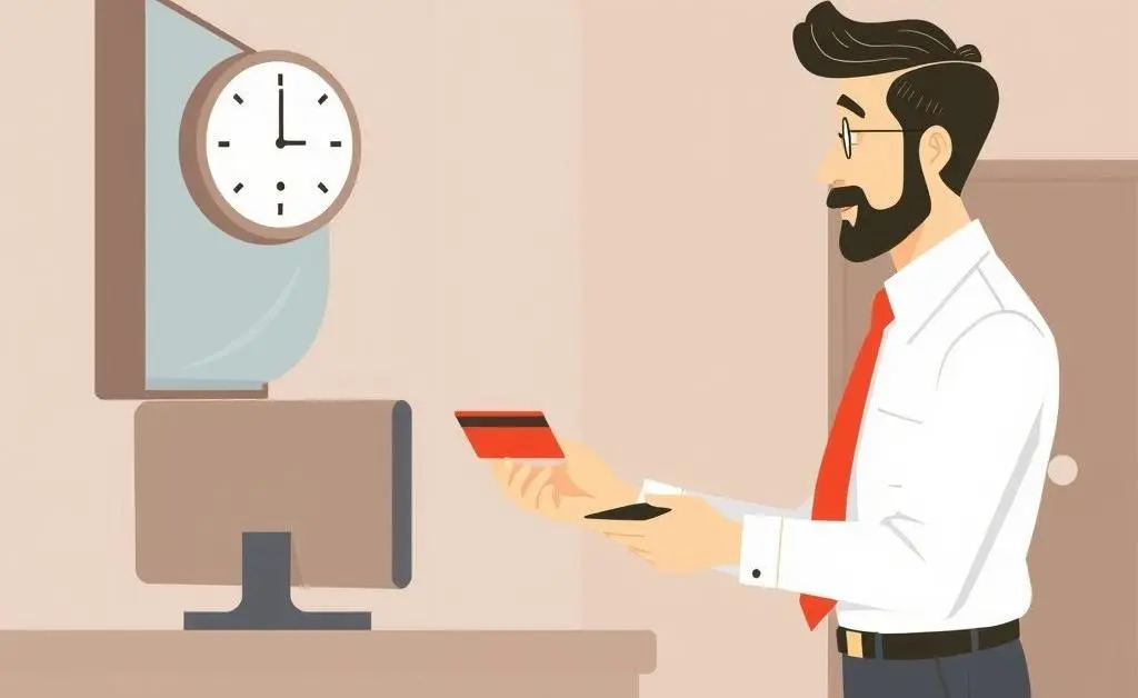 Businessperson checking into a hotel using a credit card