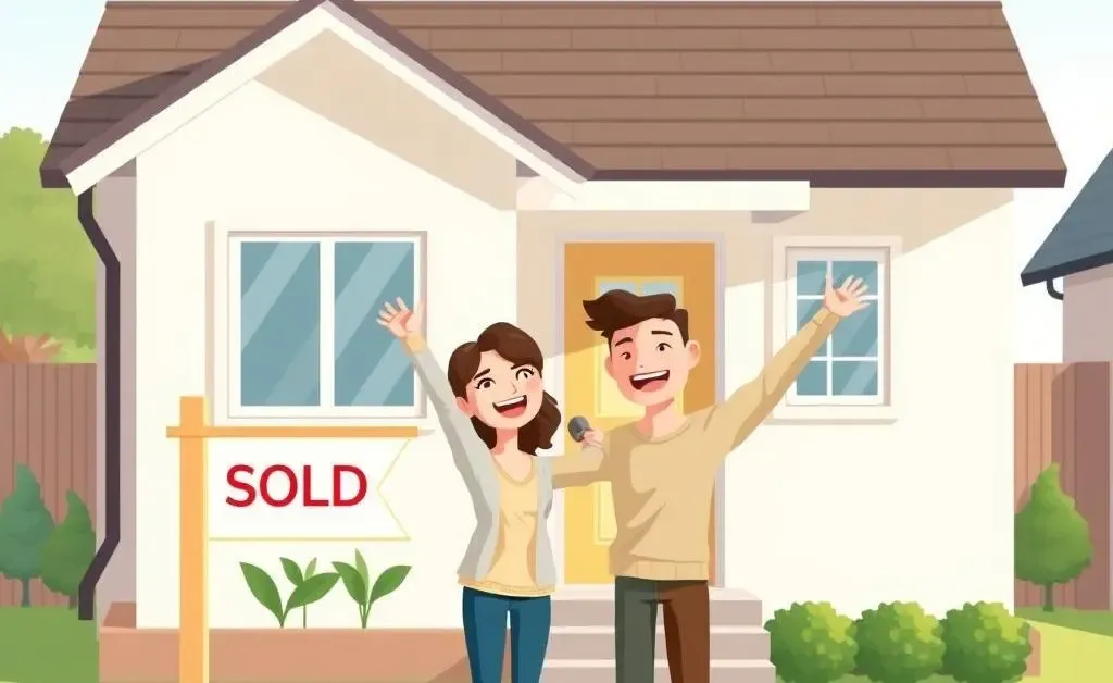 Couple celebrating a successful house offer