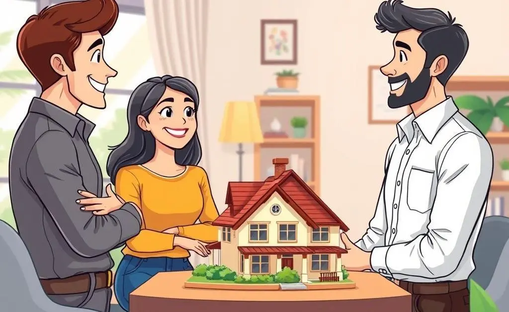 A couple talking with a real estate agent