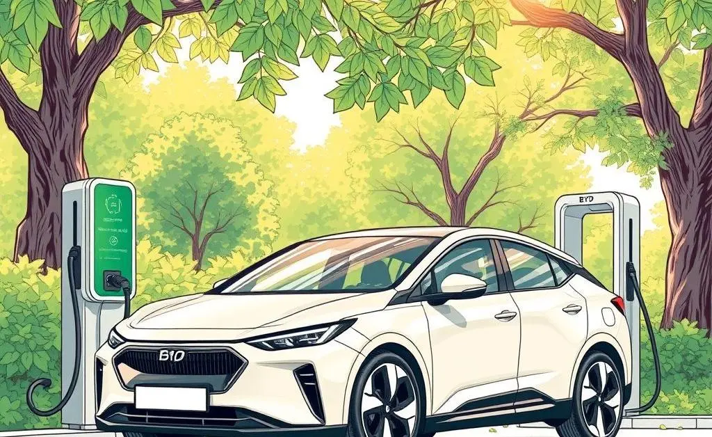 BYD electric car at a charging station