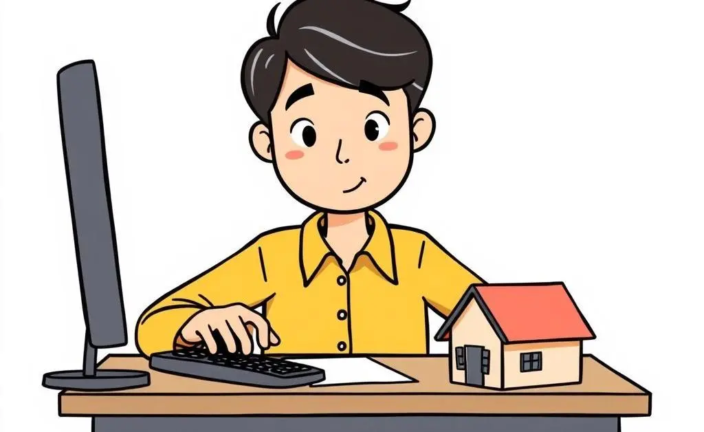 Person calculating potential home value at a desk