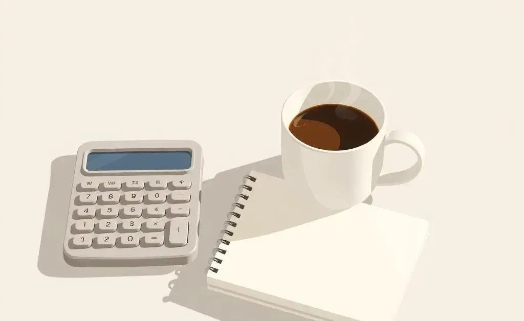 Calculator and notepad for budgeting on a desk