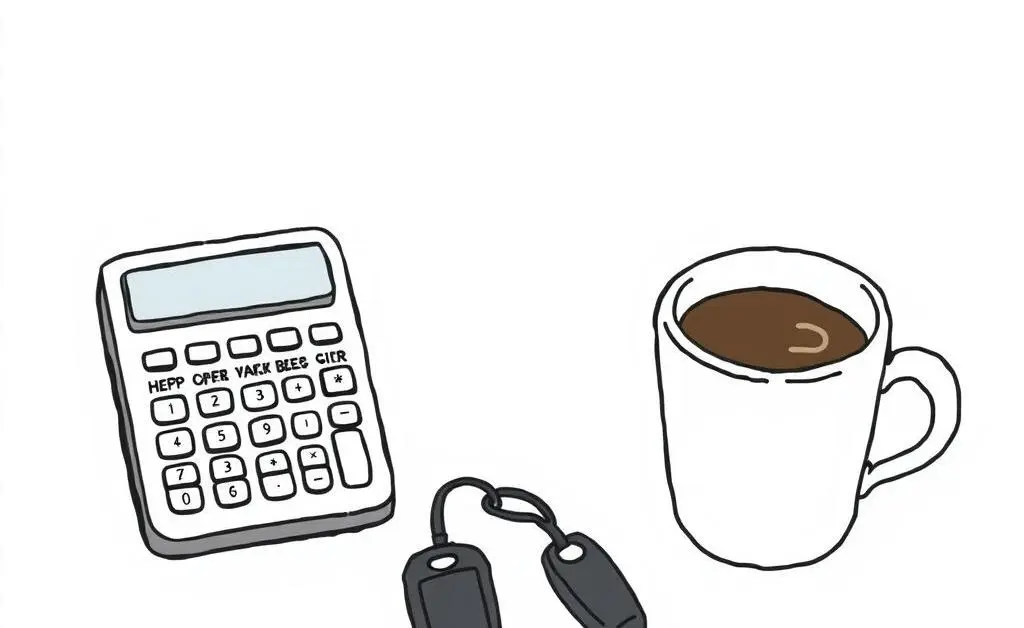 Desk setup with calculator and phone
