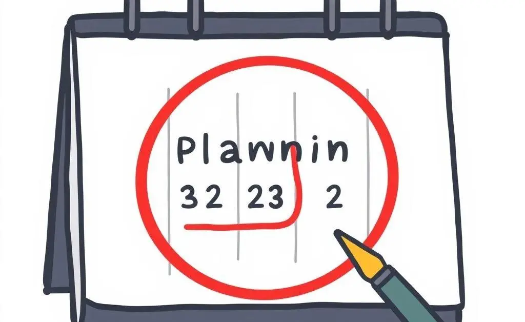 Calendar with red-circled date and pen nearby