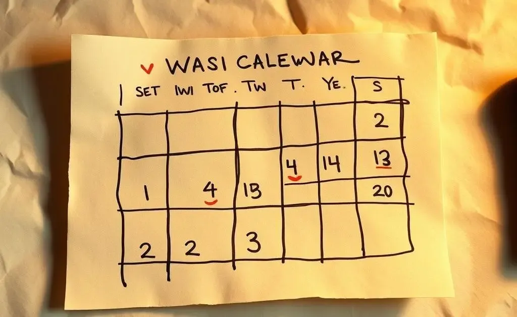 A hand-drawn calendar with marked days counting down to a reward.