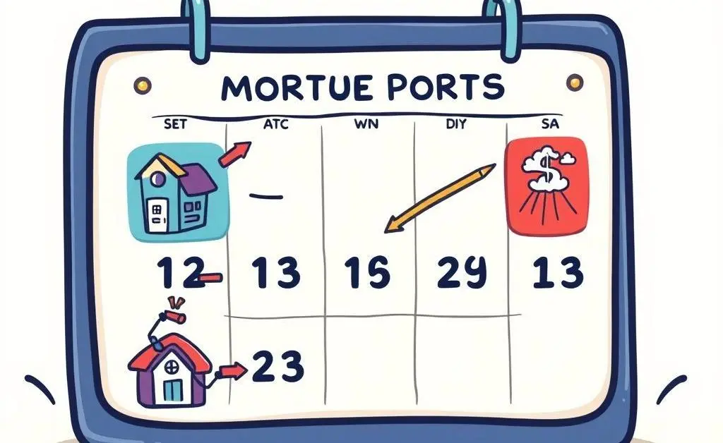A cartoon-style calendar marked with dates related to mortgage porting.