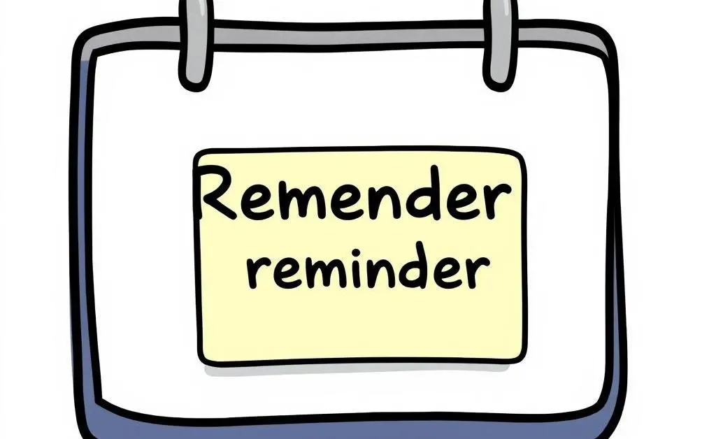 A cartoon-style calendar marked with a reminder notification.