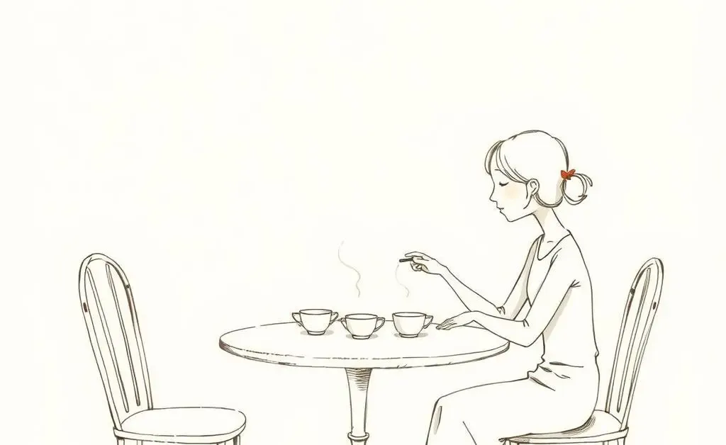 Illustration of a person gently declining an offer over tea