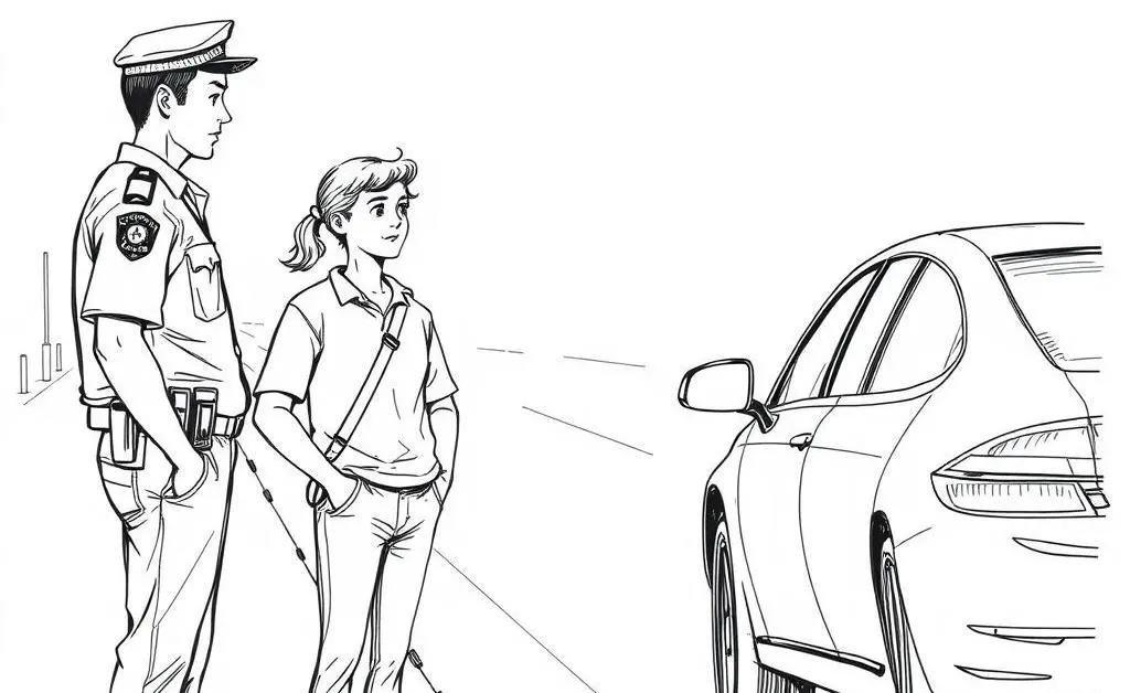 Driver discussing with a police officer after an accident