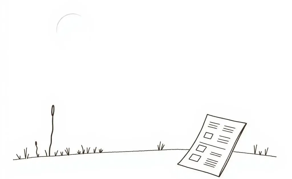 Drawing of a peaceful scene with a financial planner and documents