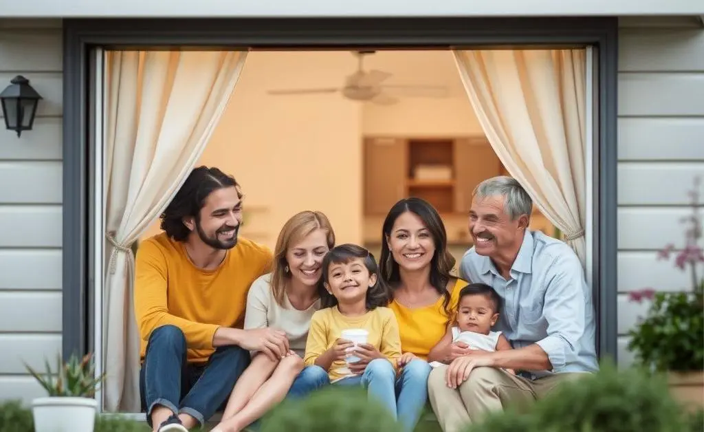 Happy family feeling secure with insurance protection