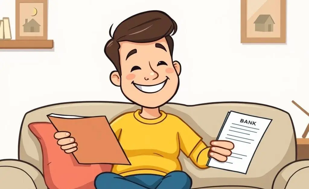 Relaxed homeowner sitting with bank documents