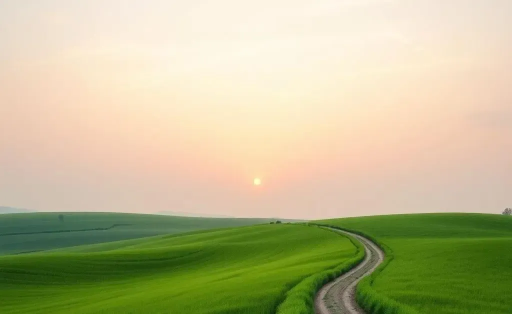 A serene landscape with a path representing a peaceful investment journey.